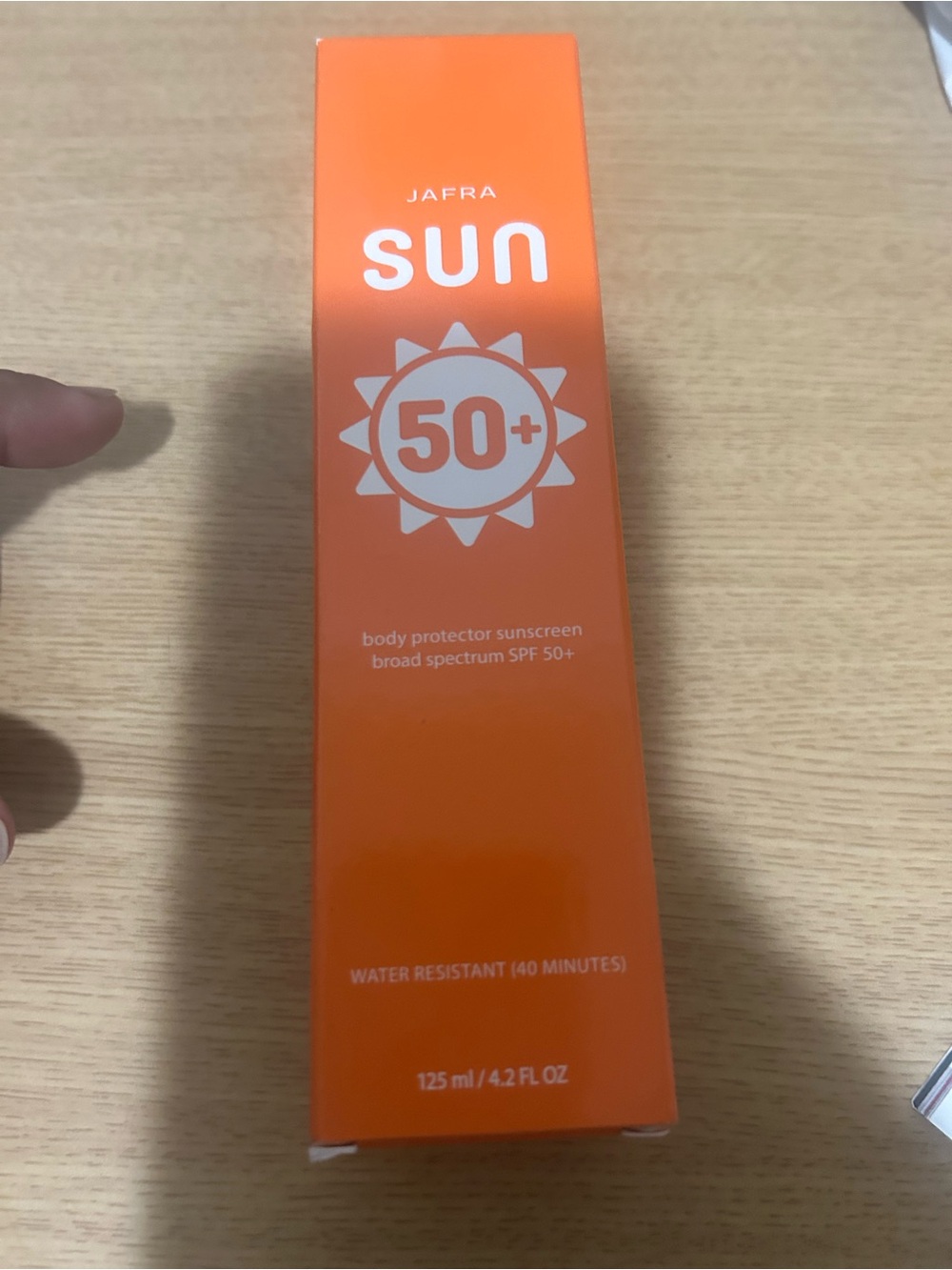 JAFRA Orange Sunscreen Box with White Text